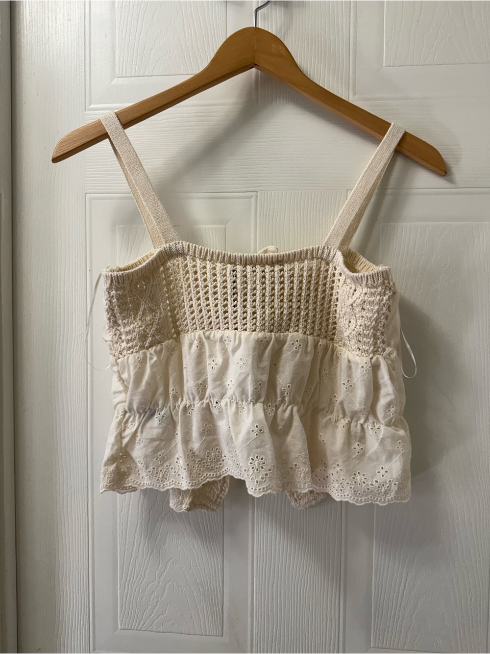 Zara Cream Crochet Tie-Front Camisole - Picture 6 of 10